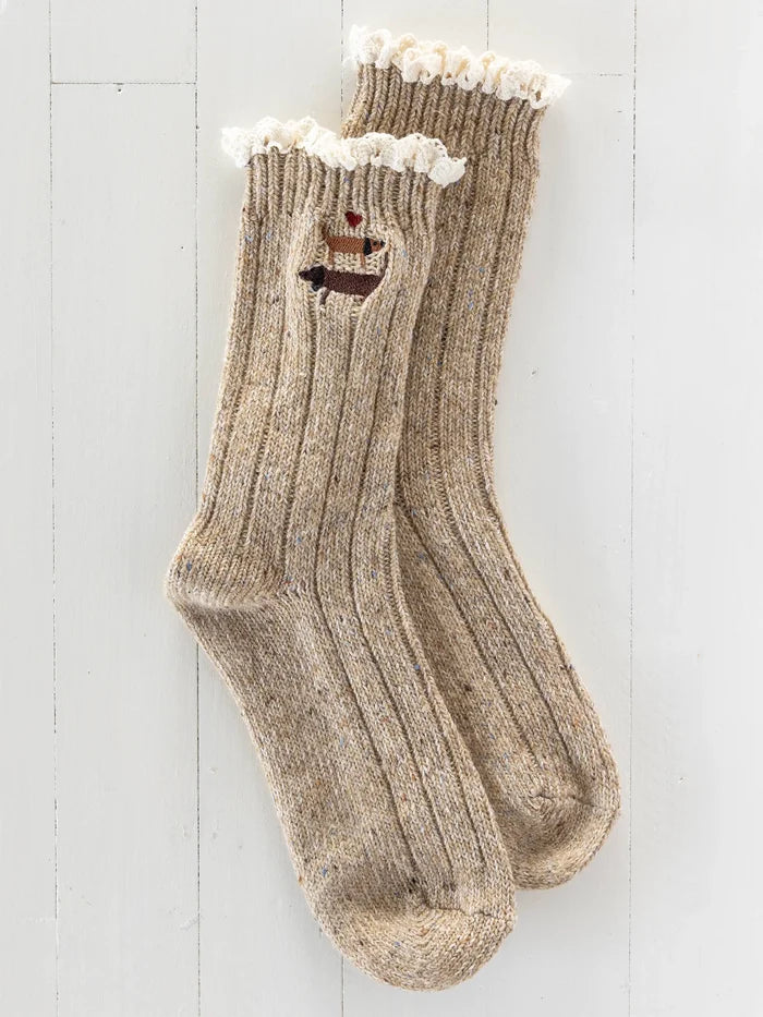Little Things Embroidered Socks - Dog-view 3