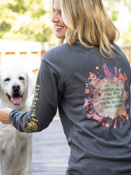 Long Sleeve Cotton Comfy Tee Shirt - Every Dog Has A Home-view 1