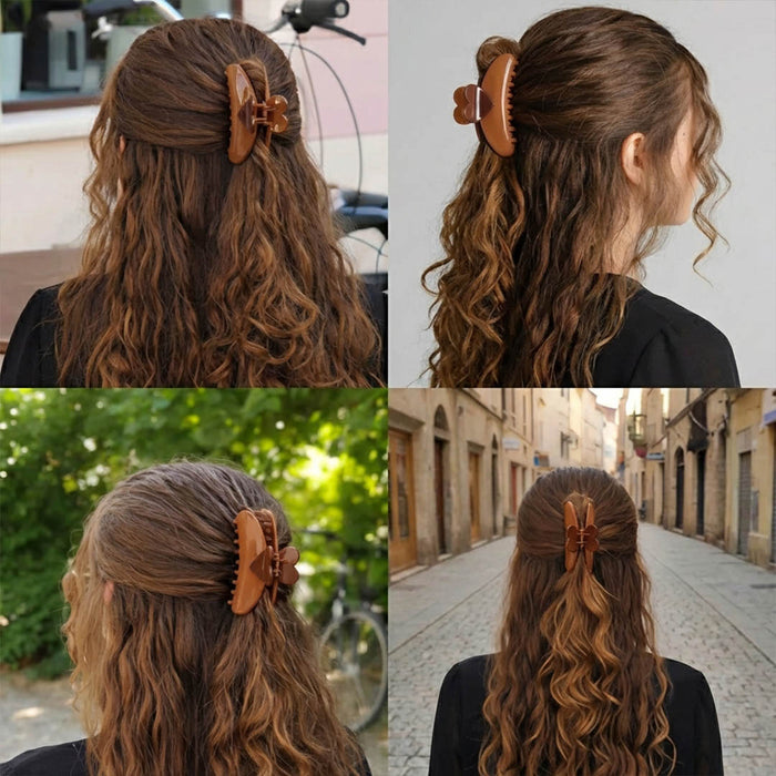 Brown heart claw clip that keeps your hair secure while adding a sweet everyday touch