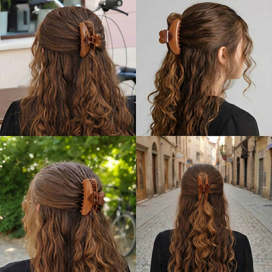 Brown heart claw clip that keeps your hair secure while adding a sweet everyday touch