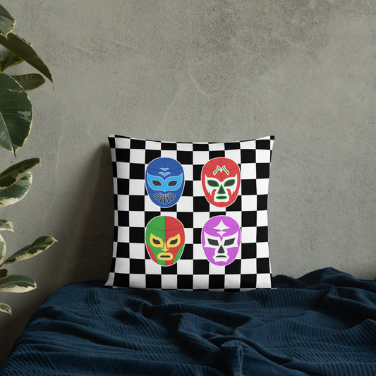 Luchador Checkered Pattern Pillow
