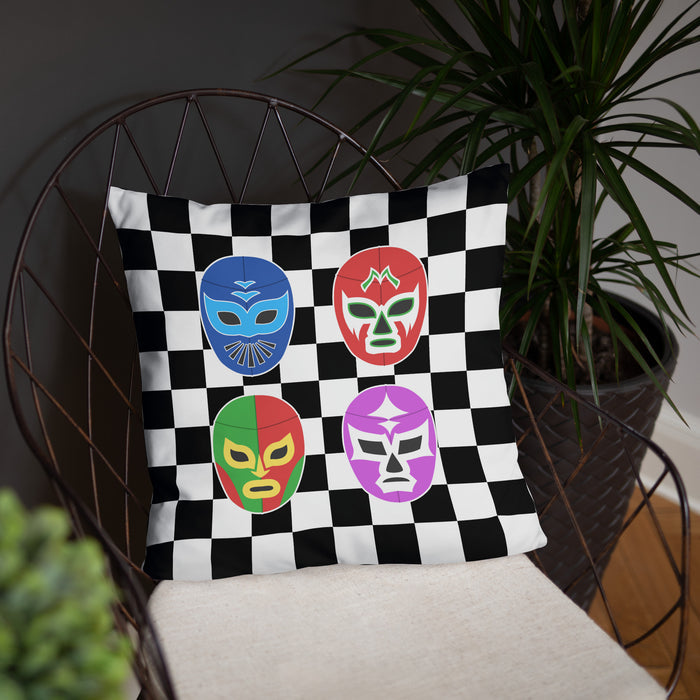 Luchador Checkered Pattern Pillow