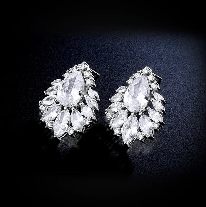 Wedding Jewelry - Cubic Zirconia Bridal Earrings - Available in Silver, Rose Gold and Yellow Gold