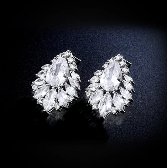 Wedding Jewelry - Cubic Zirconia Bridal Earrings - Available in Silver, Rose Gold and Yellow Gold