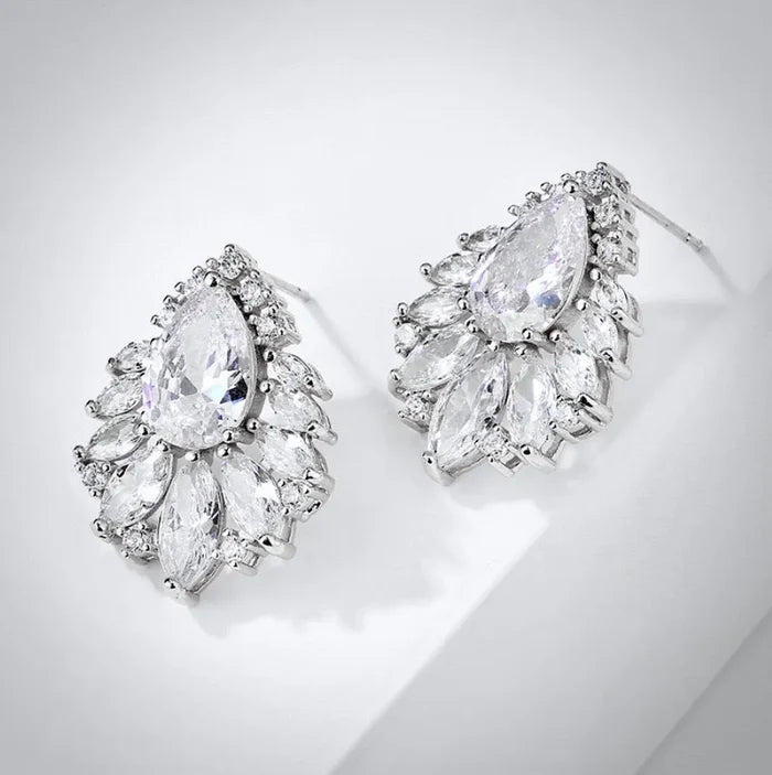 Wedding Jewelry - Cubic Zirconia Bridal Earrings - Available in Silver, Rose Gold and Yellow Gold