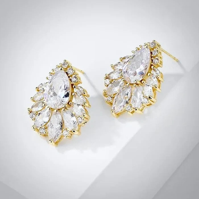 Wedding Jewelry - Cubic Zirconia Bridal Earrings - Available in Silver, Rose Gold and Yellow Gold