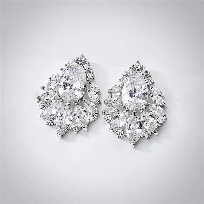 Wedding Jewelry - Cubic Zirconia Bridal Earrings - Available in Silver, Rose Gold and Yellow Gold