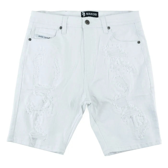 MAKOBI "AMATO" DENIM SHORT - M607 - WHITE