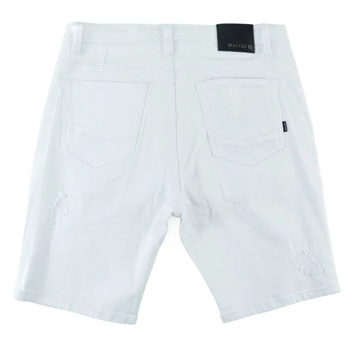 MAKOBI "AMATO" DENIM SHORT - M607 - WHITE