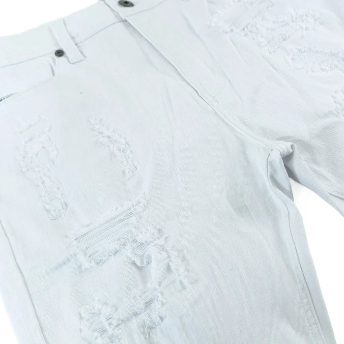 MAKOBI "AMATO" DENIM SHORT - M607 - WHITE