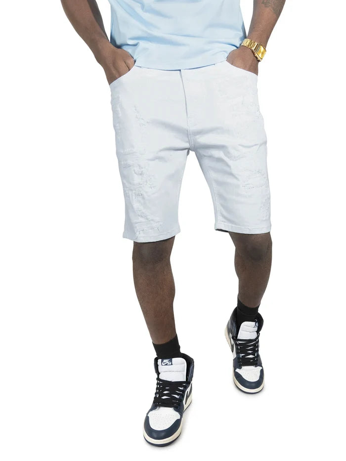 MAKOBI "AMATO" DENIM SHORT - M607 - WHITE
