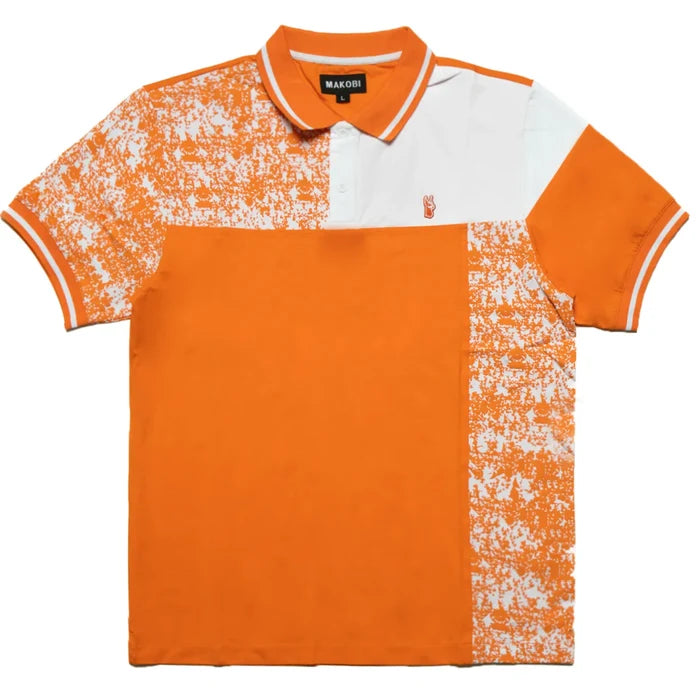 MAKOBI BERGAMO POLO SHIRT - M373B - ORANGE/WHITE