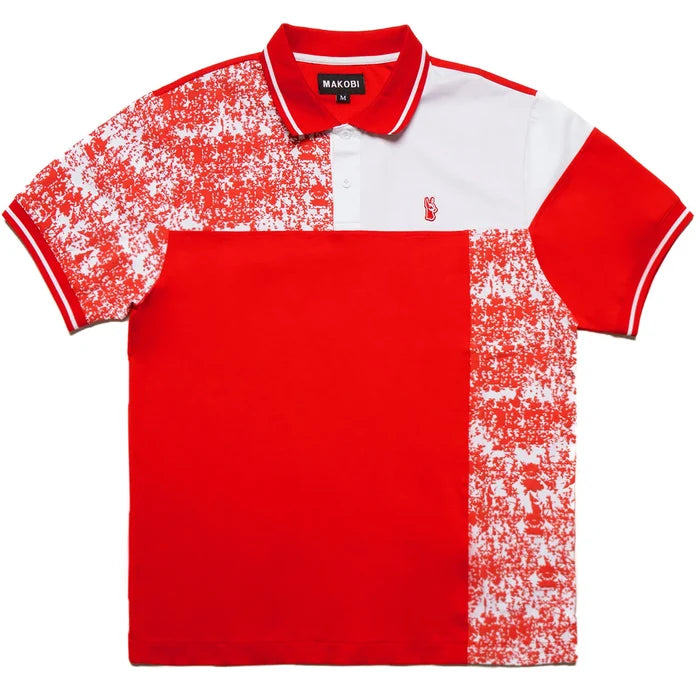 MAKOBI BERGAMO POLO SHIRT - M373B - RED/WHITE