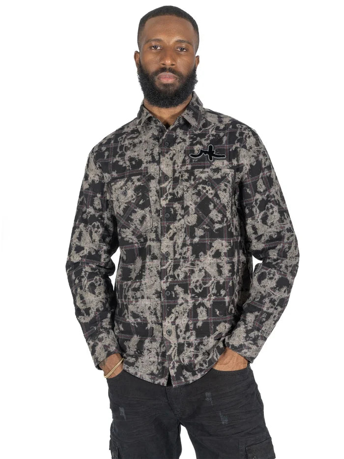 MAKOBI BERTELI ACID PLAID SHIRT - M837 - BLACK