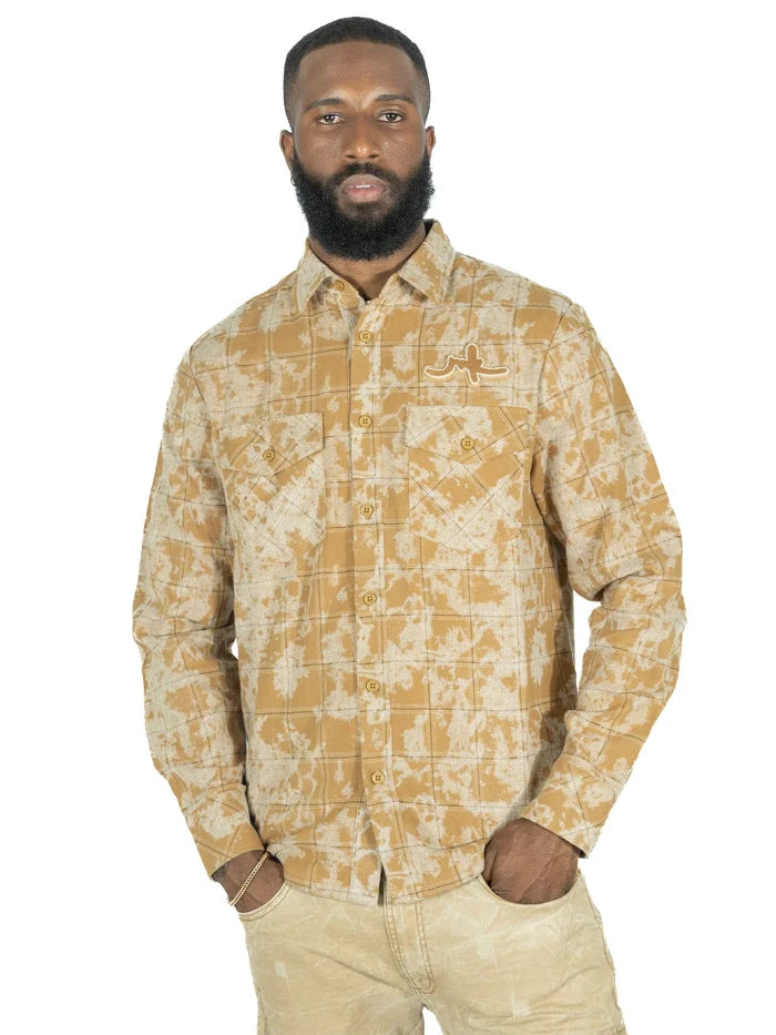 MAKOBI BERTELI ACID PLAID SHIRT - M837 - MOCHA