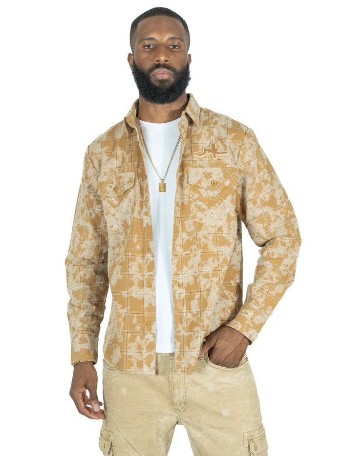 MAKOBI BERTELI ACID PLAID SHIRT - M837 - MOCHA