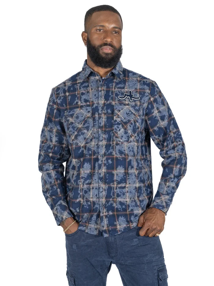MAKOBI BERTELI ACID PLAID SHIRT - M837 - NAVY