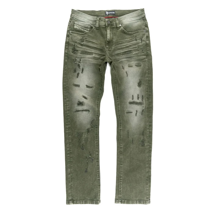 MAKOBI "BIONCO" DENIM JEANS - M1753 - OLIVE