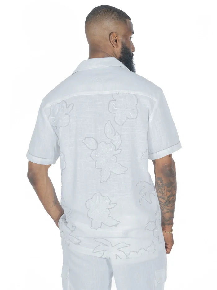 MAKOBI LEVONIA LINEN SHIRT & SHORT SET - M822SET - WHITE