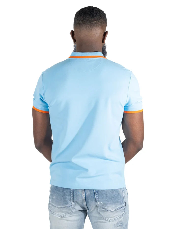 MAKOBI MORADI POLO SHIRT - M397 - LIGHT BLUE/ ORANGE