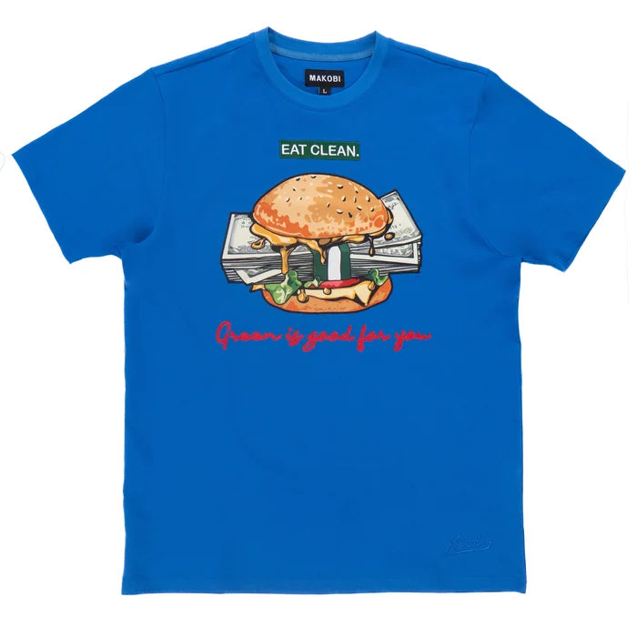 MAKOBI "VEGAN BURGER" T-SHIRT - M306 - ROYAL BLUE