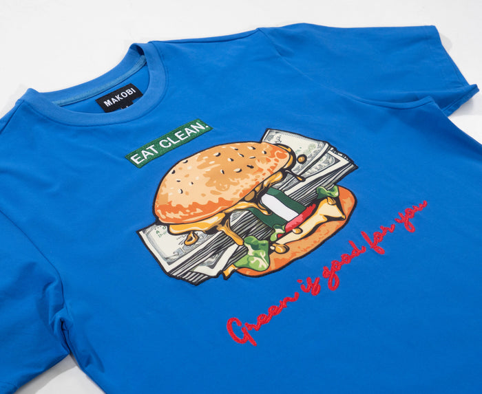 MAKOBI "VEGAN BURGER" T-SHIRT - M306 - ROYAL BLUE