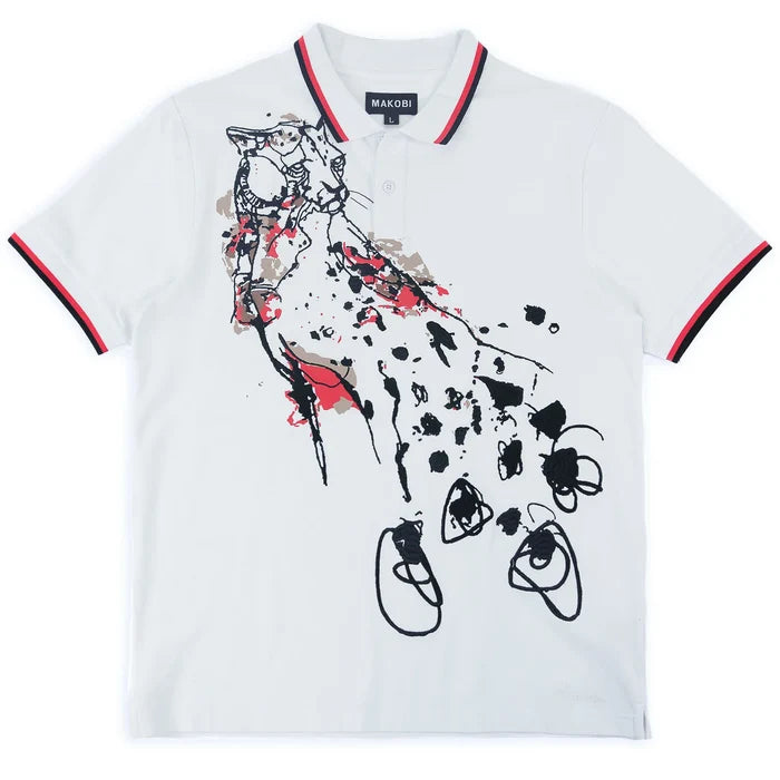 MAKOBI "VERONA CHEETAH" POLO SHIRT - M388B - WHITE