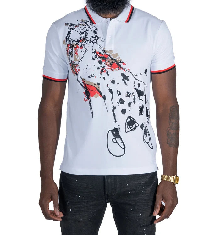 MAKOBI "VERONA CHEETAH" POLO SHIRT - M388B - WHITE