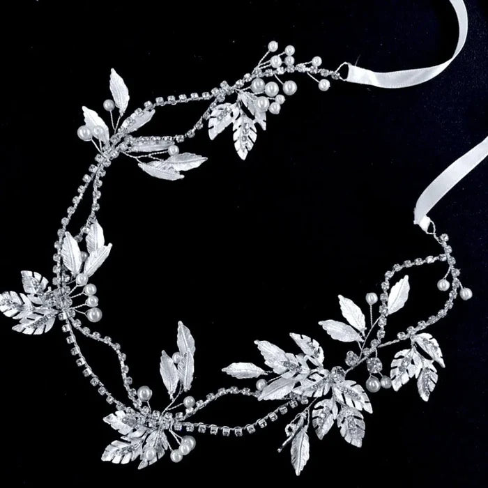 Wedding Hair Accessories - Silver Pearl and Crystal Bridal Headband