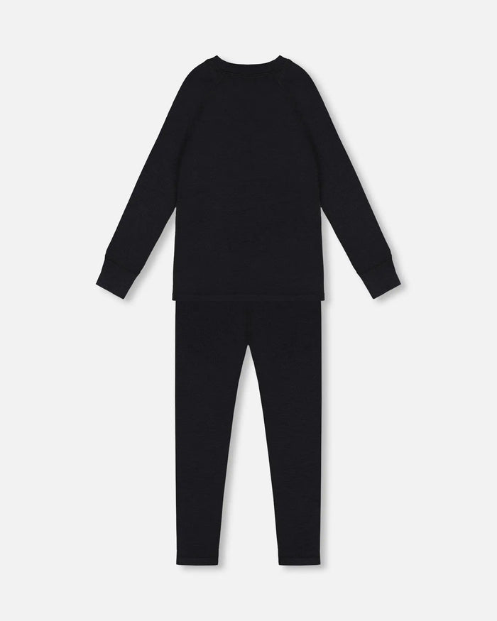 Merino Wool Base Layer Set Black | Deux par Deux | Jenni Kidz