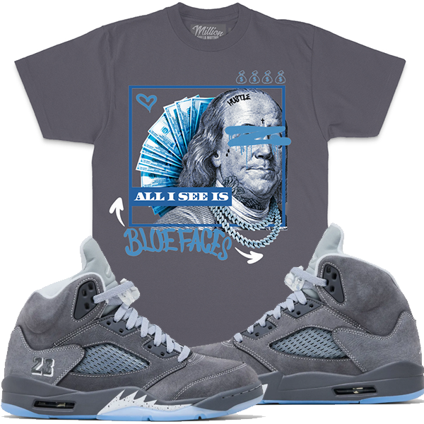 MILLION DOLLA MOTIVE "ALL I SEE BLUE FACES" T-SHIRT - D.GREY/TEAL