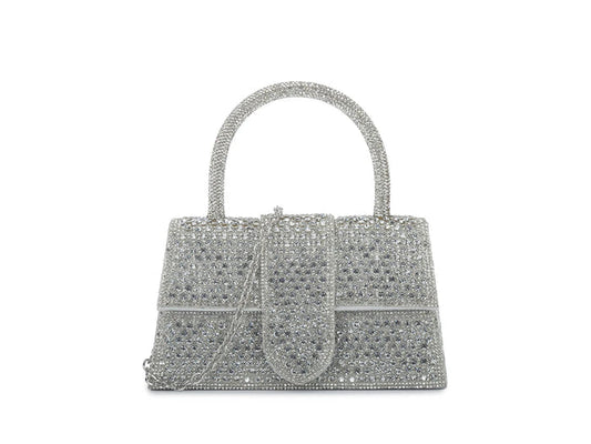 Mini Silver Diamante Tote Handbag