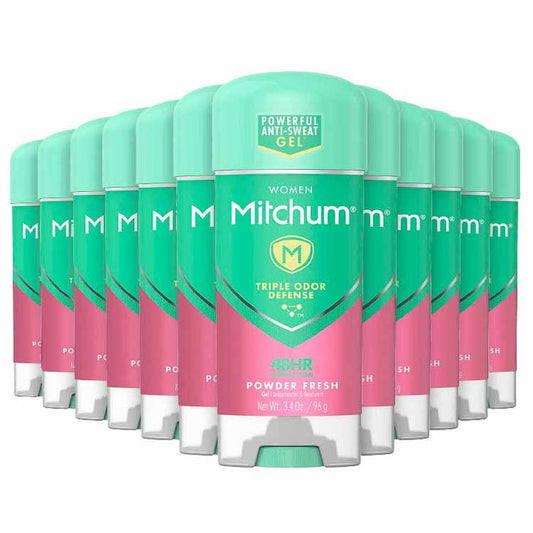 Mitchum Women Gel Antiperspirant Deodorant, Powder Fresh - 3.4 Oz - 24 Pack