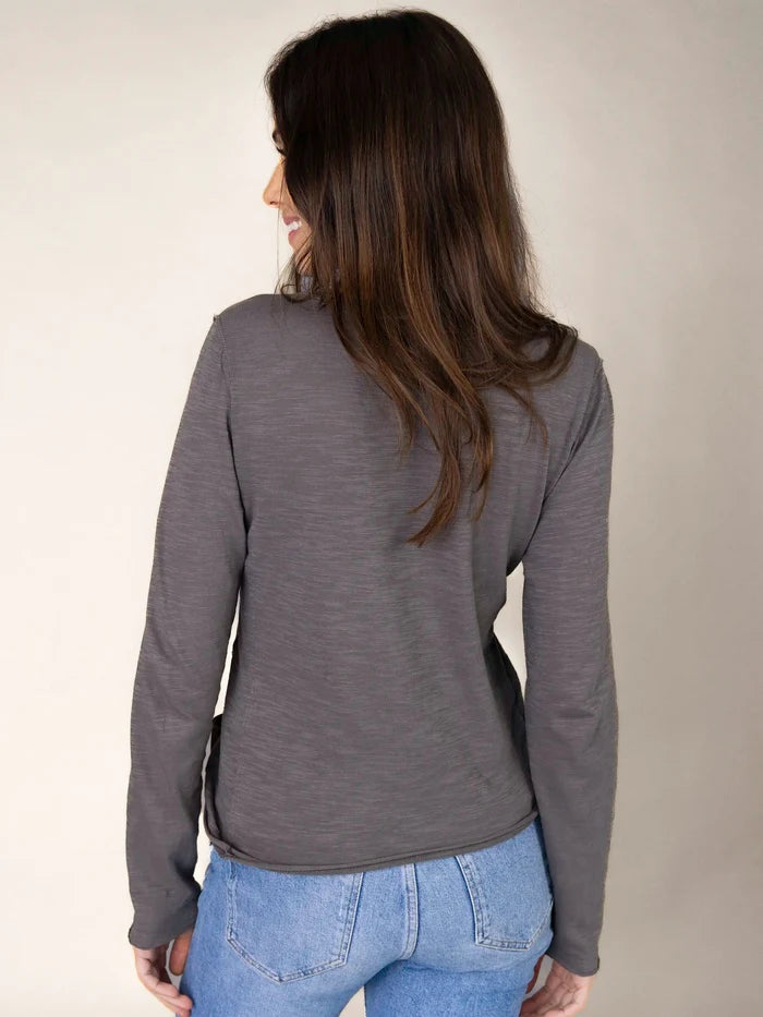Molly Cotton Long Sleeve Tee Shirt - Charcoal-view 2