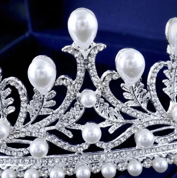 Wedding Hair Accessories - Pearl and Cubic Zirconia Bridal Tiara