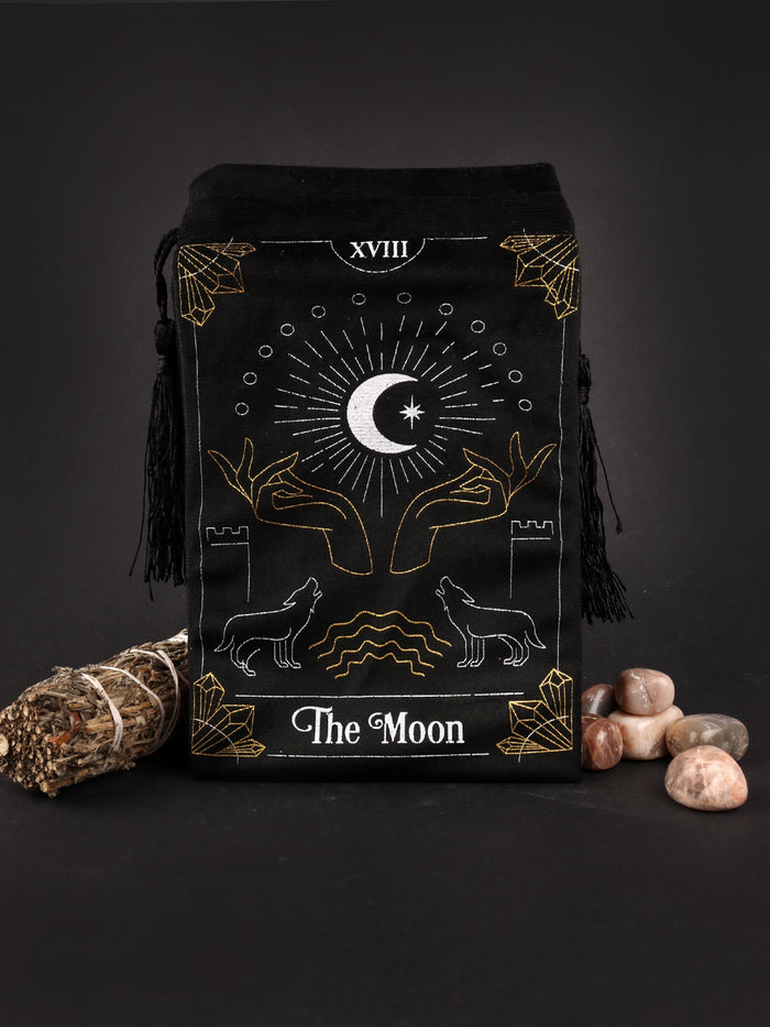 Moon Tarot Card Drawstring Pouch | One Colour-Image 1