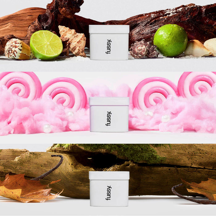 Fussy's Most Loved Scents Deodorant Refill Pack featuring best-smelling scents - All At Sea, Sugar Crush and Road Trip.