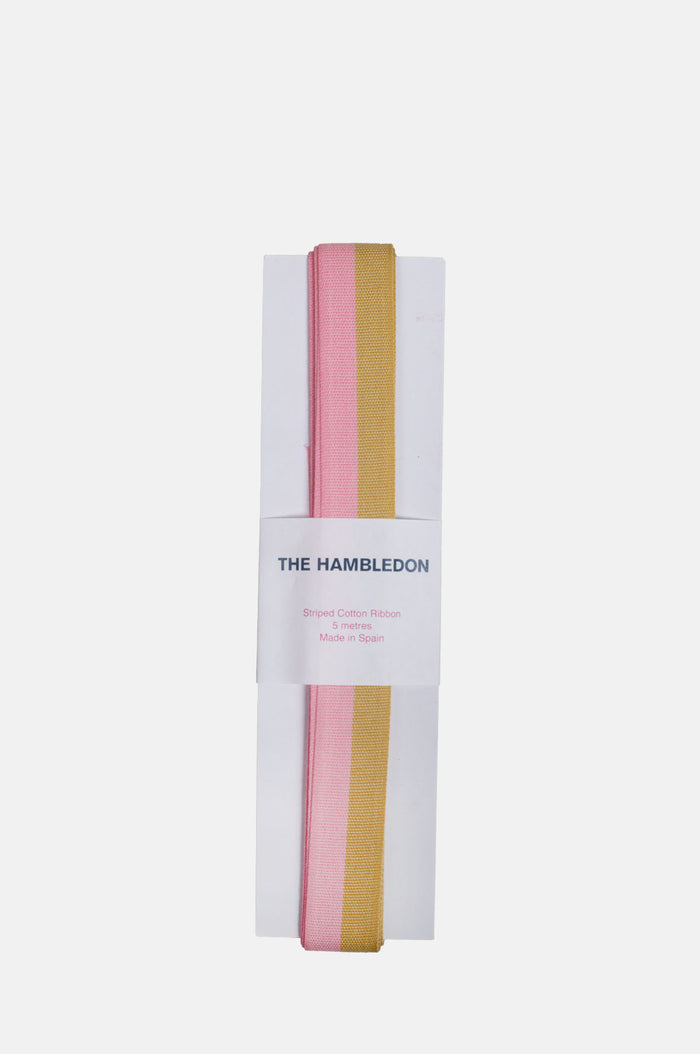 Mustard and Candy Pink Bicolour Cotton Ribbon 25mm 5m.