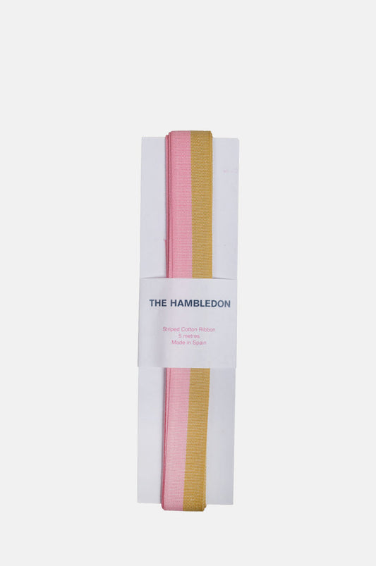 Mustard and Candy Pink Bicolour Cotton Ribbon 25mm 5m.