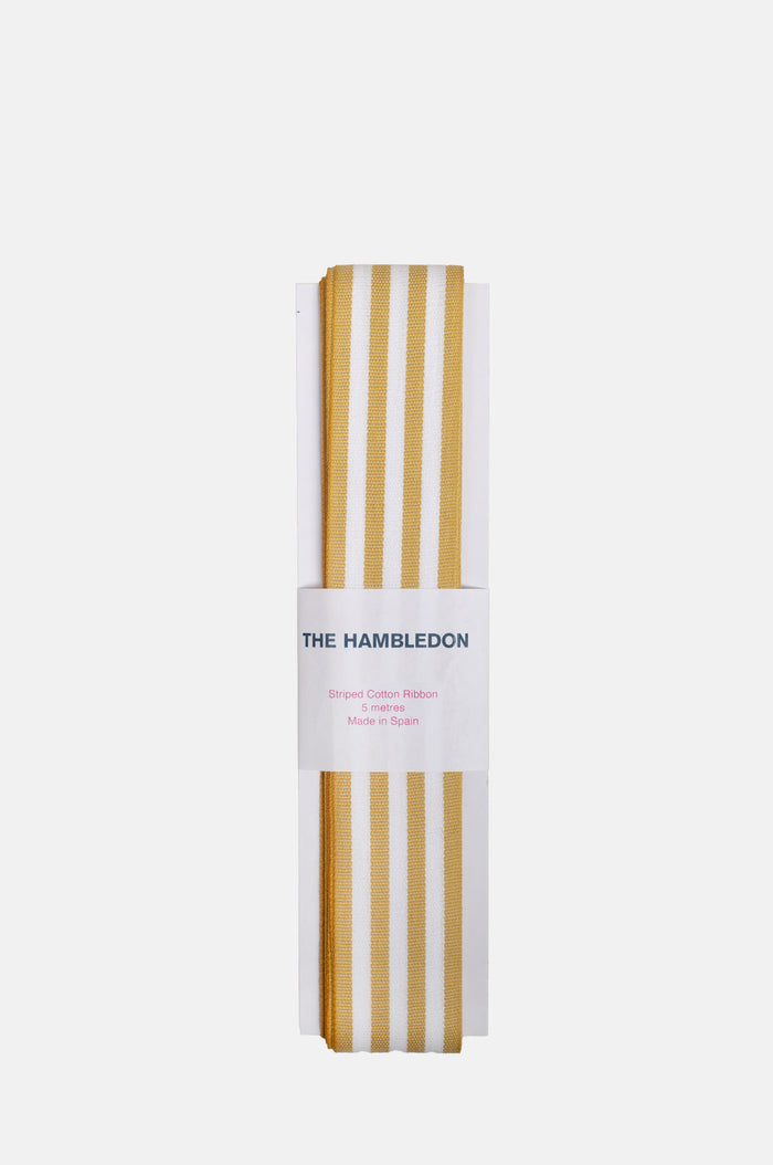 Mustard Cotton Stripe Ribbon 35mm 5m.