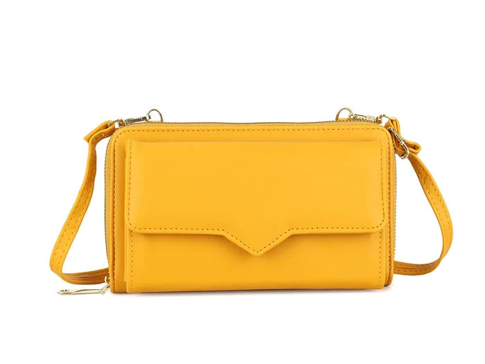 Mustard Zip Around Wallet Purse With Strap