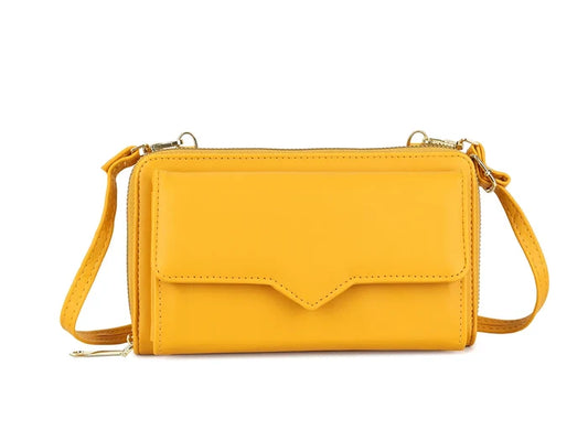 Mustard Zip Around Wallet Purse With Strap