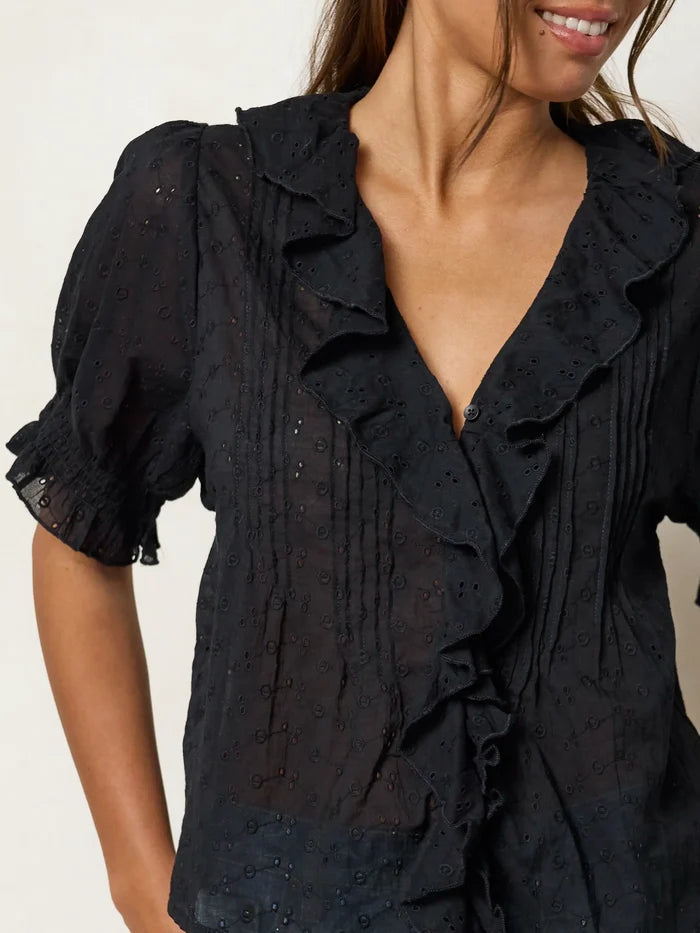 My Favorite Cotton Top - Black Eyelet-view 5
