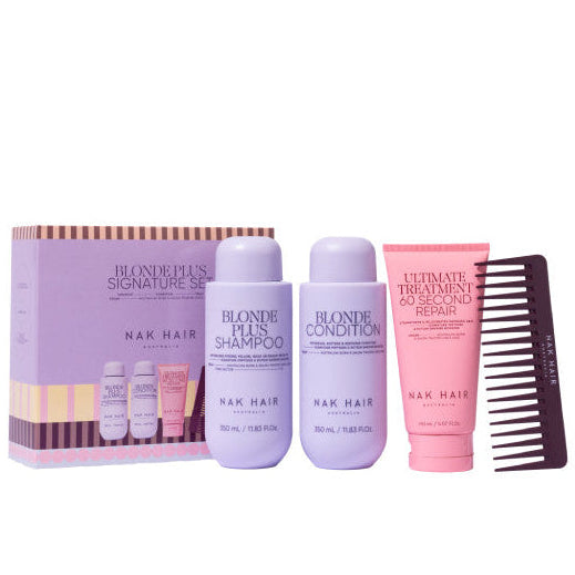 NAK Hair BLONDE PLUS Trio with Comb Gift Pack