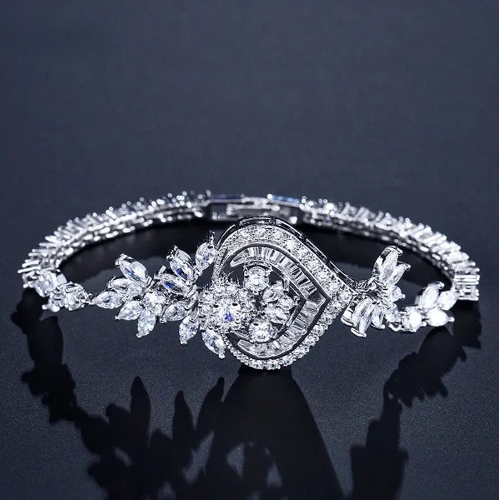 Wedding Jewelry - Art Deco CZ Bridal Bracelet - Available in Silver, Rose Gold and Yellow Gold