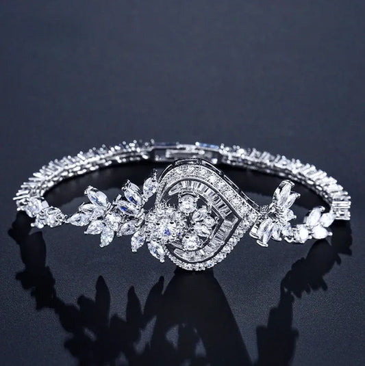 Wedding Jewelry - Art Deco CZ Bridal Bracelet - Available in Silver, Rose Gold and Yellow Gold