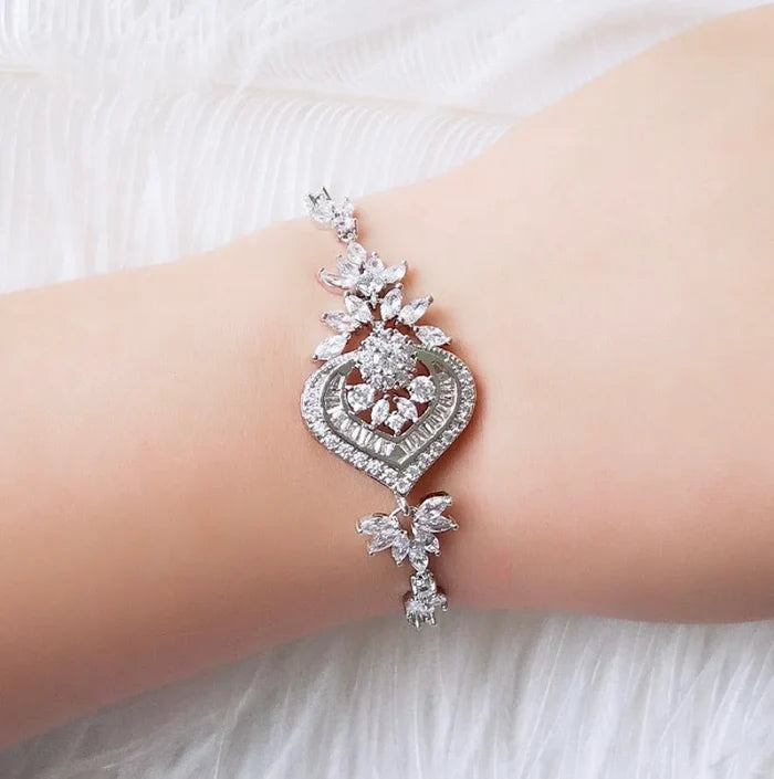Wedding Jewelry - Art Deco CZ Bridal Bracelet - Available in Silver, Rose Gold and Yellow Gold