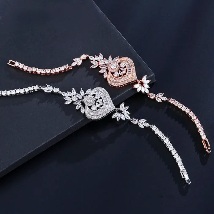 Wedding Jewelry - Art Deco CZ Bridal Bracelet - Available in Silver, Rose Gold and Yellow Gold