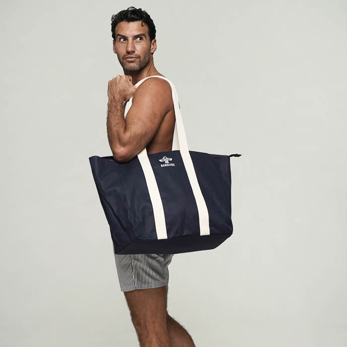 Navy Large Canvas Beach Bag