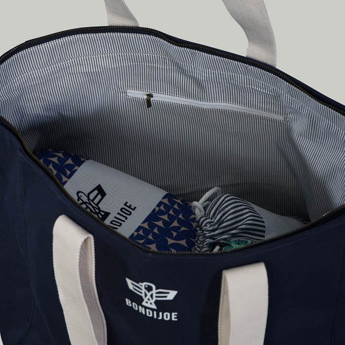 Navy Large Canvas Beach Bag